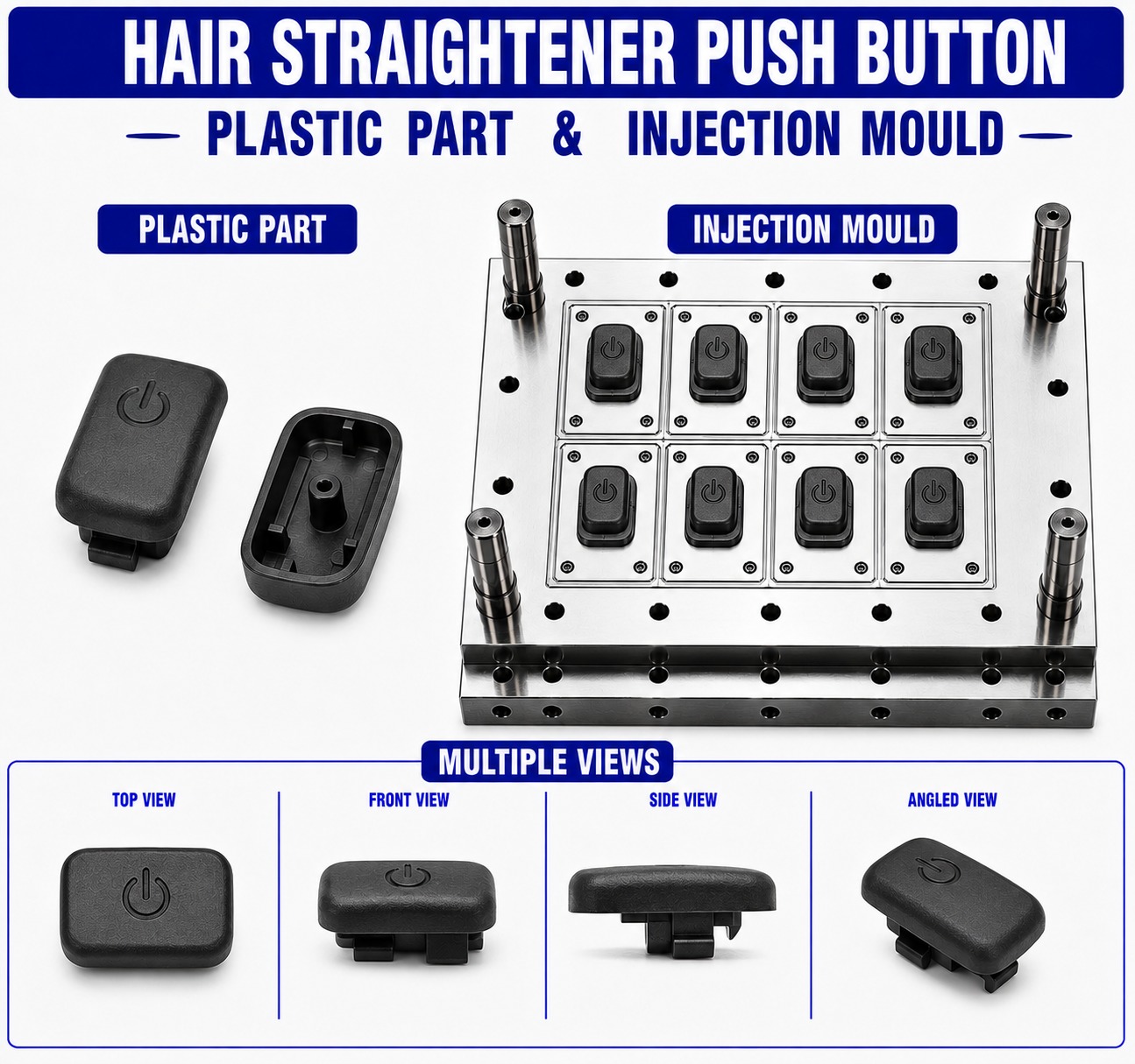 Hair Straightener Plastic Push Button Mould and Moulding Service